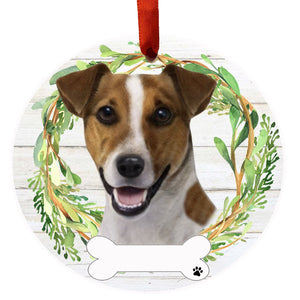 Jack Russell Ceramic Wreath Ornament