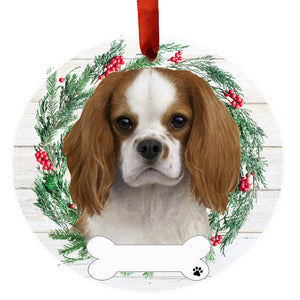 King Charles Cavalier Ceramic Wreath Ornament