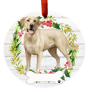 Labrador yellow FB Ceramic Wreath Ornament
