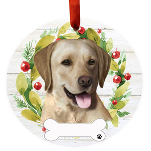 Labrador yellow Ceramic Wreath Ornament