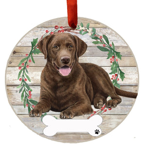 Labrador chocolate FB Ceramic Wreath Ornament