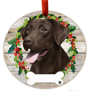 Labrador chocolate Ceramic Wreath Ornament