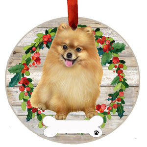 Pomeranian FB Ceramic Wreath Ornament