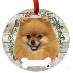 Pomeranian Ceramic Wreath Ornament