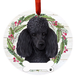 Poodle black Ceramic Wreath Ornament