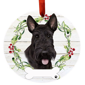 Scottish Terrier Ceramic Wreath Ornament