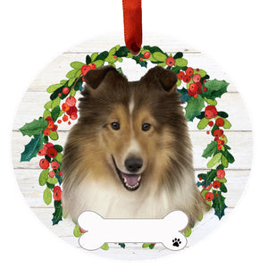 Sheltie Ceramic Wreath Ornament