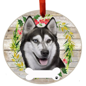 Siberian Husky Ceramic Wreath Ornament