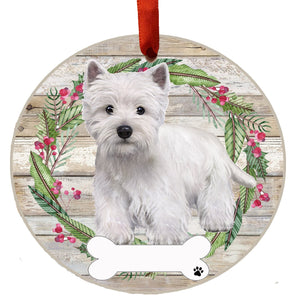 Westie FB Ceramic Wreath Ornament