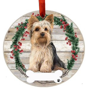 Yorkie FB Ceramic Wreath Ornament