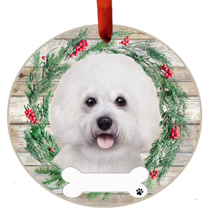 Bichon Frise Ceramic Wreath Ornament