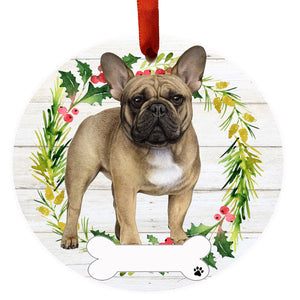 French Bulldog FB Ceramic Wreath Ornament