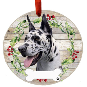 Great Dane Harlequin Ceramic Wreath Ornament