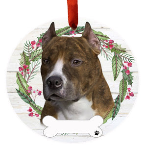 Pit Bull Brindle Ceramic Wreath Ornament