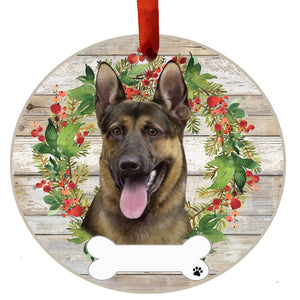 German Shepherd Ceramic Wreath Ornament