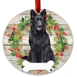 German Shepherd black Ceramic Wreath Ornament