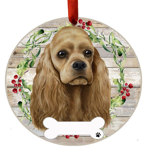 Cocker Spaniel buff Ceramic Wreath Ornament