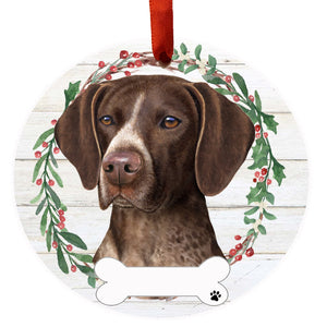 German Shorthaired Pointer Ceramic Wreath Ornament