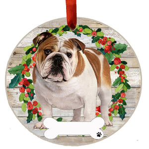 Bulldog FB Ceramic Wreath Ornament