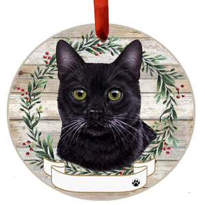 Black Cat Ceramic Wreath Ornament