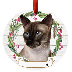 Siamese Cat Ceramic Wreath Ornament