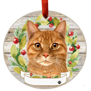 Tabby orange Ceramic Wreath Ornament