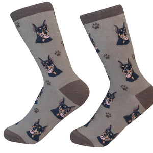 Doberman Socks -200 Needle Count-Cotton Socks- Life Like Detail of Doberman - Unisex, One Size Fits Most