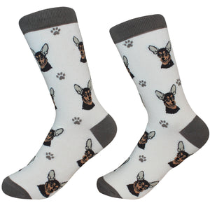 Black Chihuahua Socks -200 Needle Count-Cotton Socks- Life Like Detail of Black Chihuahua - Unisex, One Size Fits Most