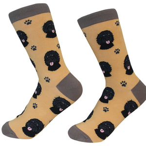 Black Labradoodle Socks -200 Needle Count-Cotton Socks- Life Like Detail of Black Labradoodle - Unisex, One Size Fits Most
