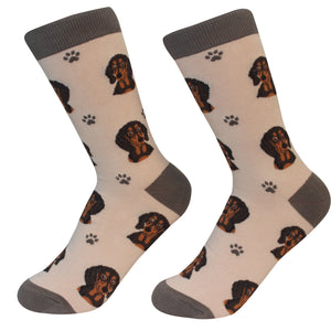 Black Dachshund Socks -200 Needle Count-Cotton Socks- Life Like Detail of Black Dachshund - Unisex, One Size Fits Most