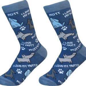 I Love My Mutt Socks-200 Needle Count-Unisex, One Size Fits Most