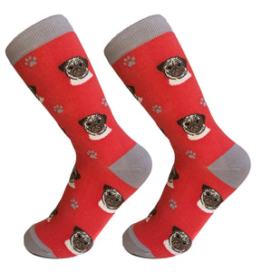 Pug Socks -200 Needle Count-Cotton Socks- Life Like Detail of Pug - Unisex, One Size Fits Most