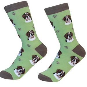 Saint Bernard Socks -200 Needle Count-Cotton Socks- Life Like Detail of Saint Bernard - Unisex, One Size Fits Most