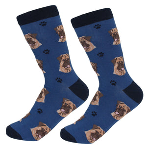 Bullmastiff Socks -200 Needle Count-Cotton Socks- Life Like Detail of Bullmastiff - Unisex, One Size Fits Most