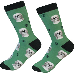 Shih Tzu Socks -200 Needle Count-Cotton Socks- Life Like Detail of Shih Tzu - Unisex, One Size Fits Most
