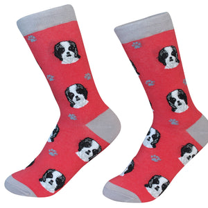 Black and White Shih Tzu Socks -200 Needle Count-Cotton Socks- Life Like Detail of Black and White Shih Tzu - Unisex, One Size Fits Most