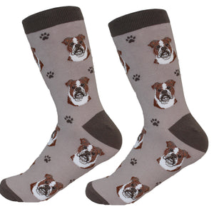 Bulldog Socks -200 Needle Count-Cotton Socks- Life Like Detail of Bulldog - Unisex, One Size Fits Most