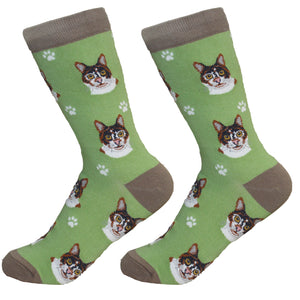 Calico Cat Socks -200 Needle Count-Cotton Socks- Life Like Detail of Calico Cat - Unisex, One Size Fits Most