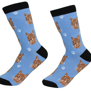 Orange Tabby Socks -200 Needle Count-Cotton Socks- Life Like Detail of Orange Tabby - Unisex, One Size Fits Most