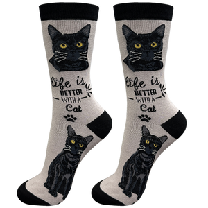 Black Cat Life is Better Socks