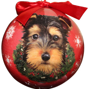 Yorkie pup Ball Ornament