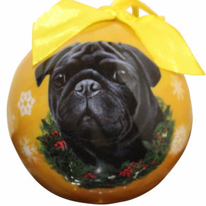 Pug black Ball Ornament
