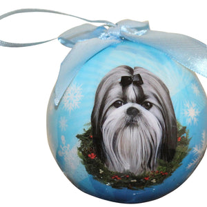 Shih Tzu black and white Ball Ornament