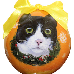 Black and White cat Ball Ornament