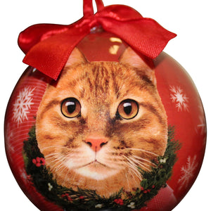 Tabby orange cat Ball Ornament
