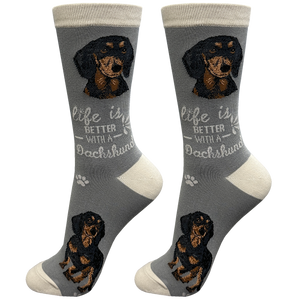 Dachshund black Life is Better Socks