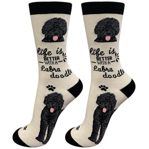 Labradoodle black Life is Better Socks