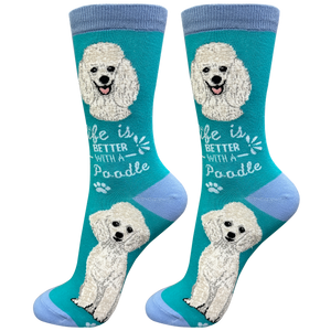 Poodle white Life is Better Socks