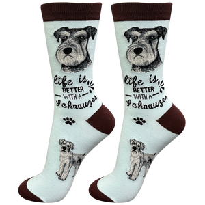 Schnauzer uncropped Life is Better Socks
