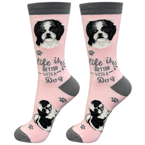 Shih Tzu black Life is Better Socks